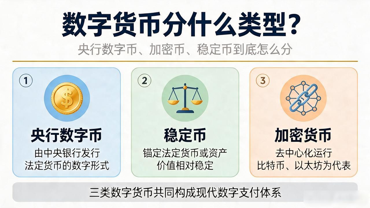 数字货币分什么类型？央行数字币、加密币、稳定币到底怎么分