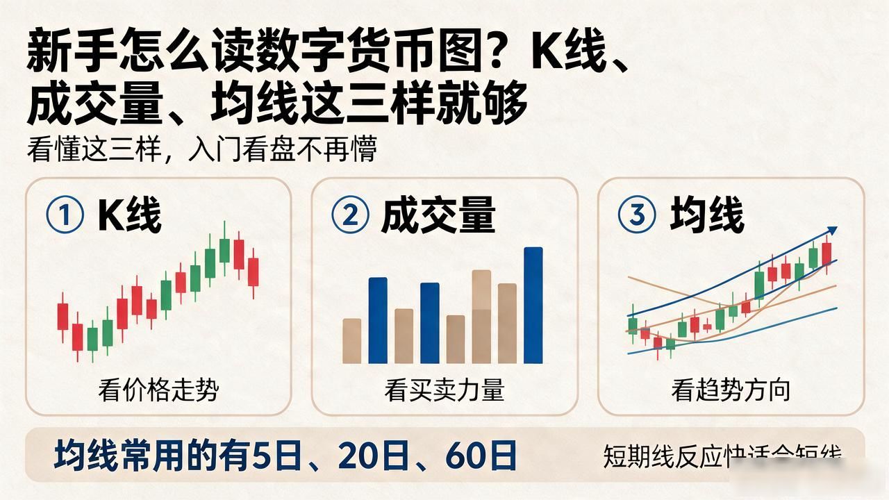 新手怎么读数字货币图？K线、成交量、均线这三样就够