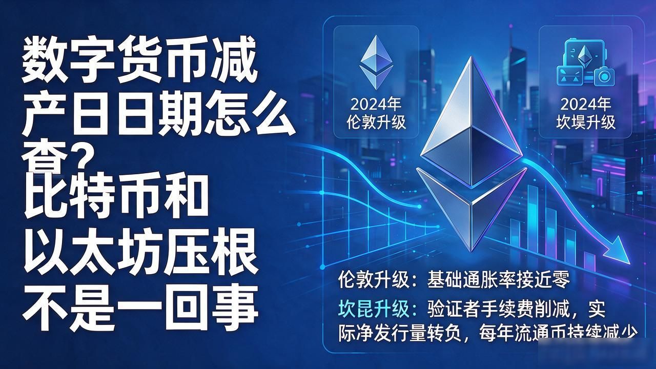 数字货币减产日期_以太坊通缩机制与净发行量负值分析_比特币减半周期与2028年下一轮减产时间预测